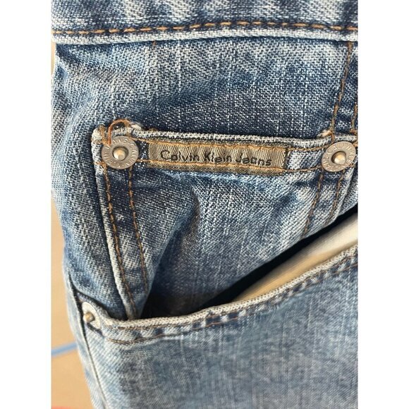 VINTAGE 90s Y2K Calvin Klein High Waist Mom Bootcut Sandblast Jeans Sz 8 - Picture 4 of 12